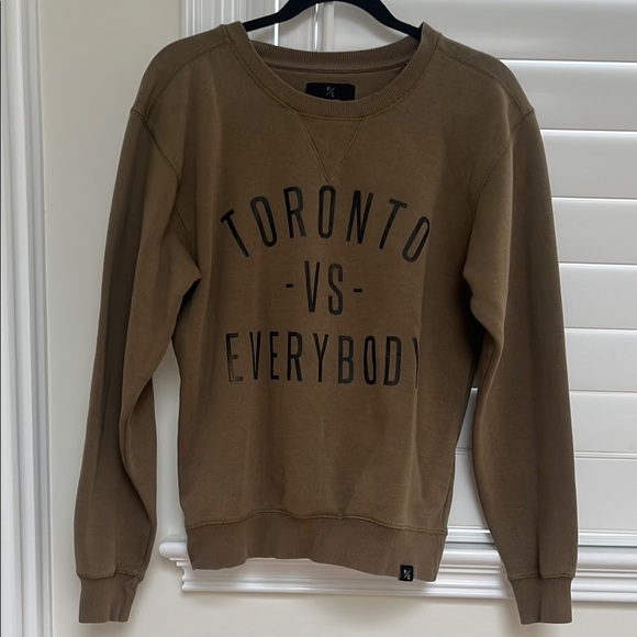 Army Green Crew Neck Sweater with Toronto Graphic - Picture 2 of 5